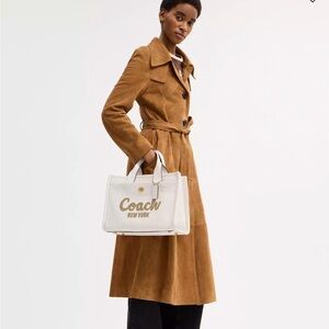 Coach Cream Tote Bag with Gold Accents